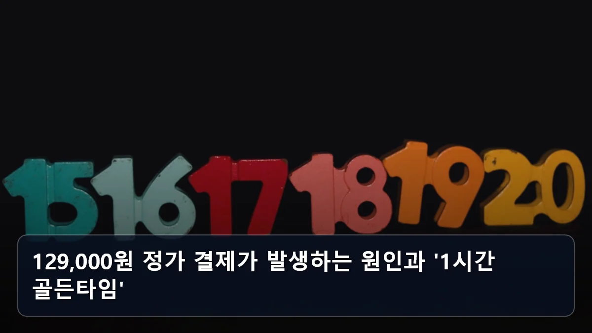 129,000원 정가 결제가 발생하는 원인과 '1시간 골든타임' 관련 이미지