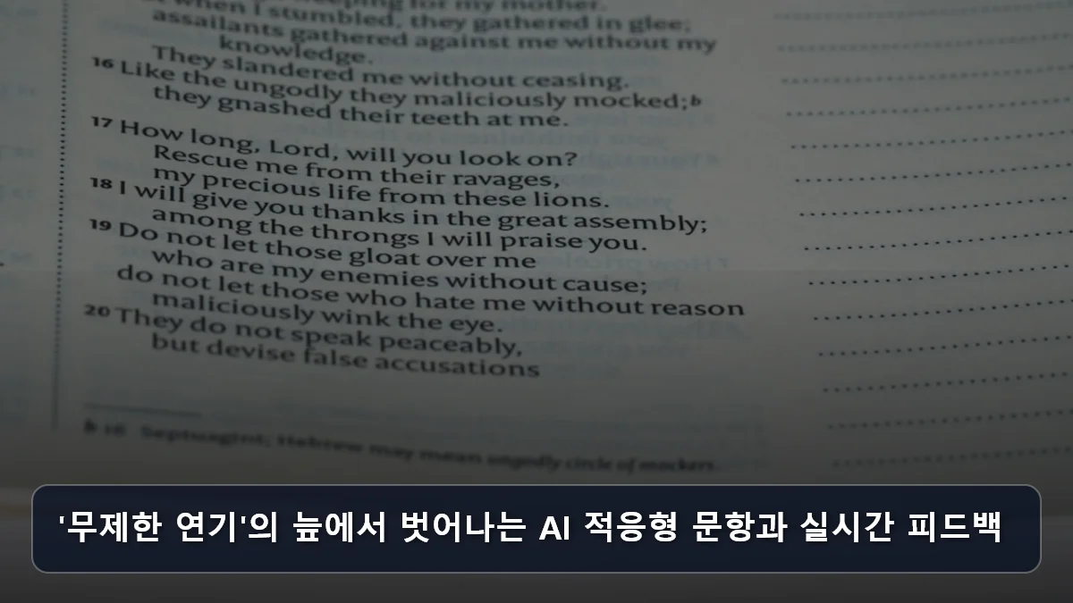 '무제한 연기'의 늪에서 벗어나는 AI 적응형 문항과 실시간 피드백 관련 이미지