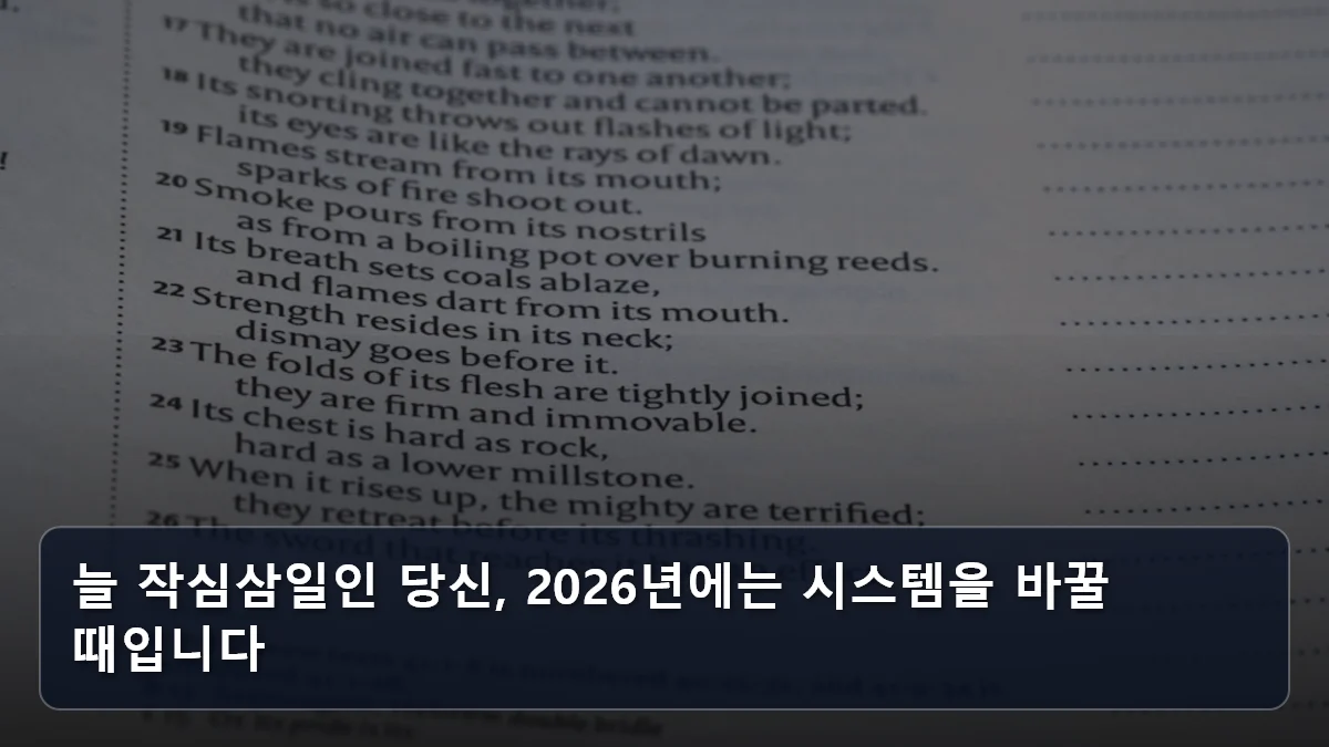 늘 작심삼일인 당신, 2026년에는 시스템을 바꿀 때입니다 관련 이미지